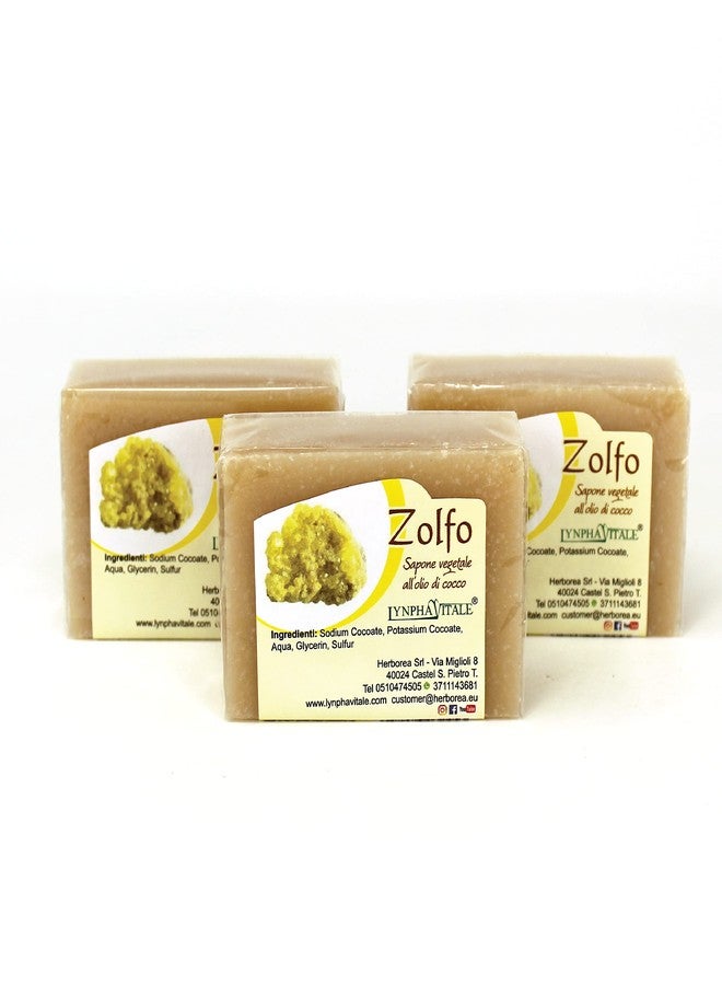 LYNPHA VITALE Sulfur Soap Bar - 100% Handmade Natural Bar Soap with Coconut Oil - Sulphur Soap ideal to Nourish and Heal Oily Skins - 3,5 oz - 3 Soaps Pack - Image 1